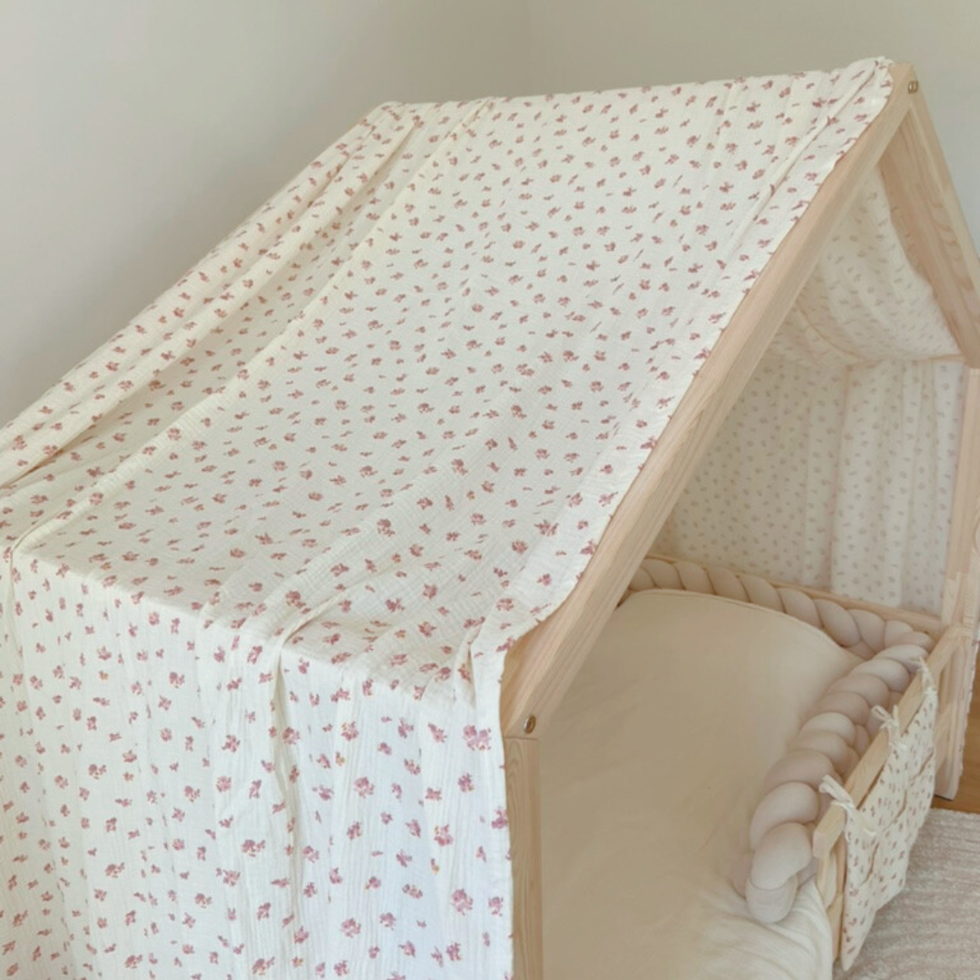 Bedhemel Cabane Roze blos gouden stippen