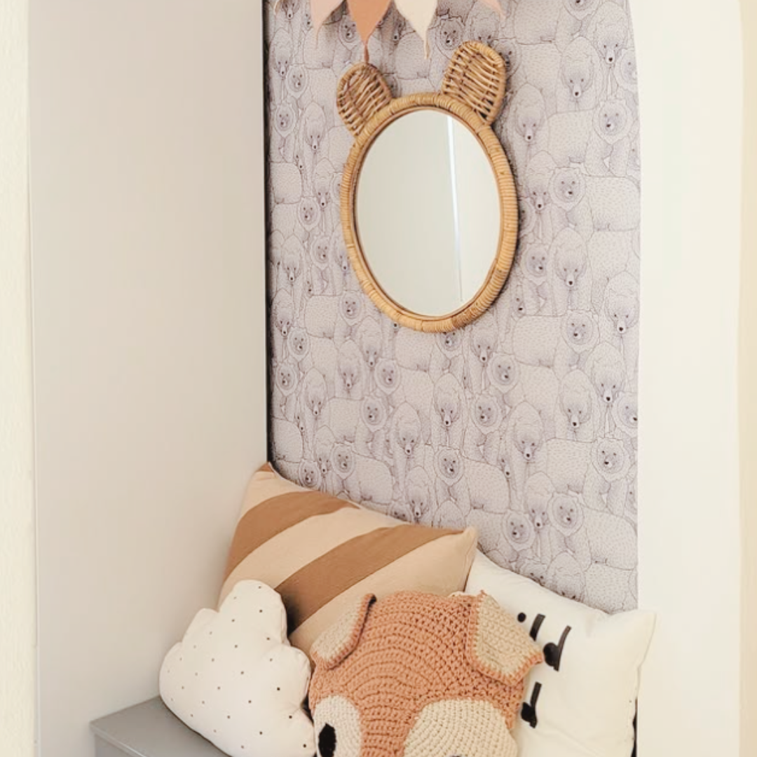 Miroir rond rotin