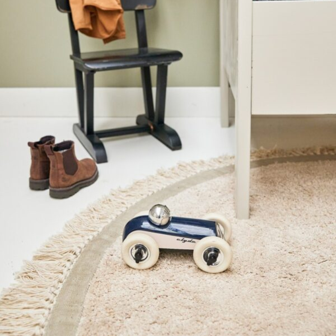Tapis enfant rond beige &amp; vert