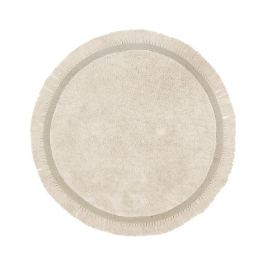 Tapis enfant rond beige &amp; vert