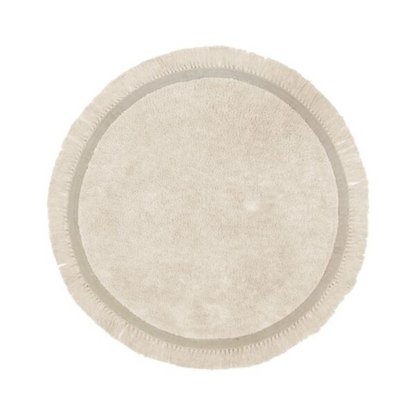 Tapis enfant rond beige &amp; vert