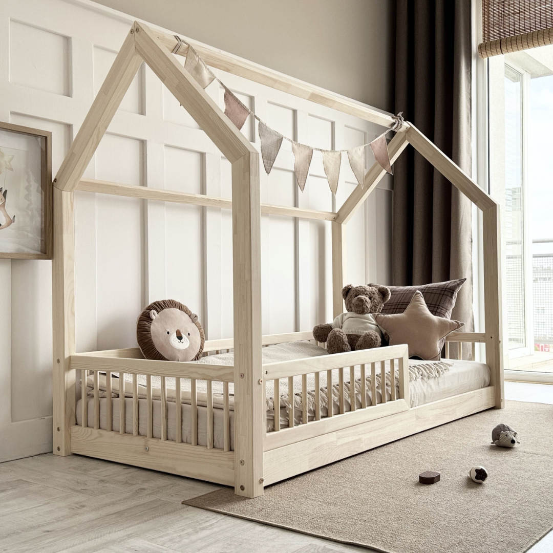 Lit cabane Montessori avec barrière Pia 80x160cm