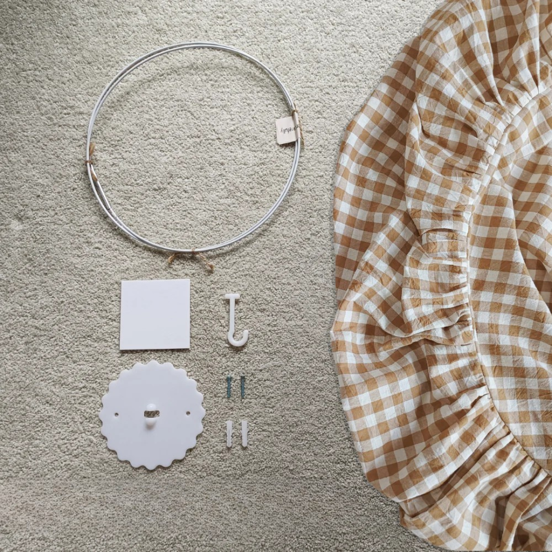 Ciel de lit bébé Vichy beige