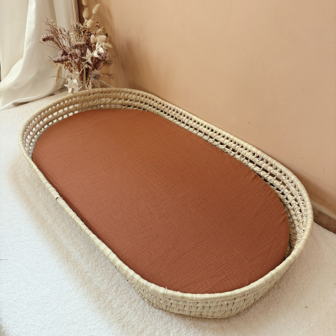 Panier à langer + matelas + housse double terracotta