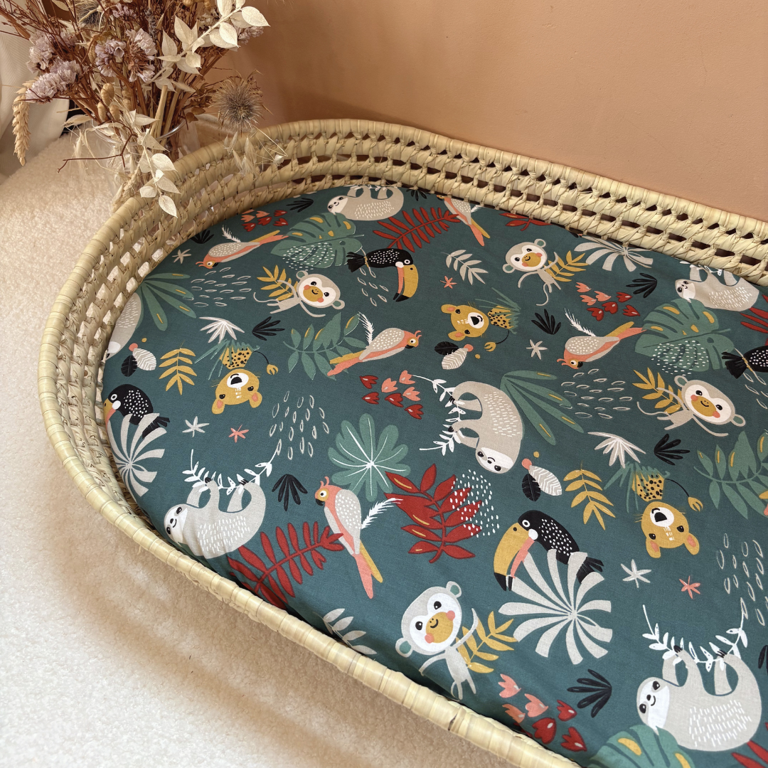 Panier à langer + matelas + housse jungle Ernest