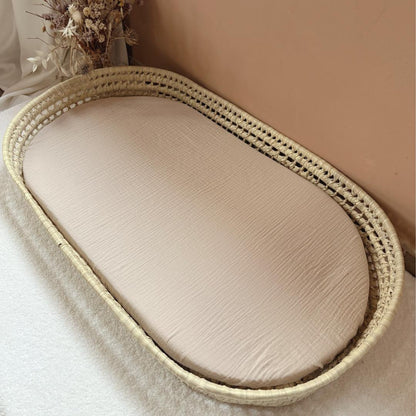Panier à langer + matelas + housse double gaze Beige