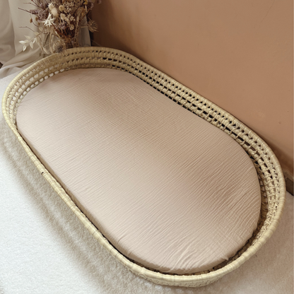 Panier à langer + matelas + housse double gaze Beige