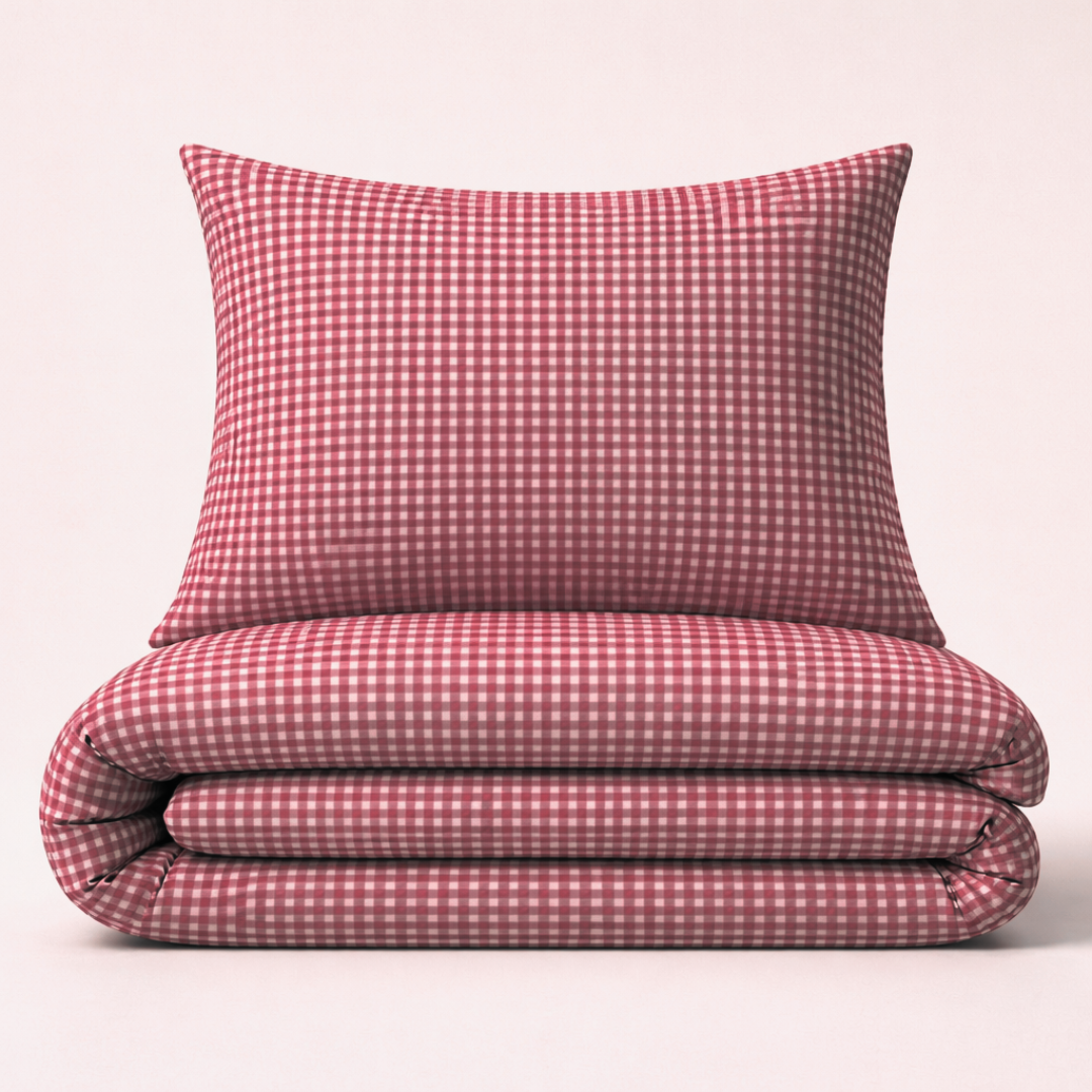 Housse de couette enfant vichy rose