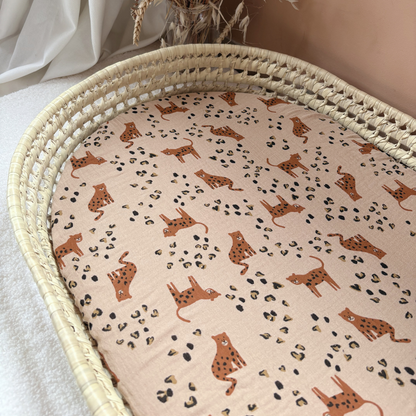 Panier à langer + matelas + housse leopard beige