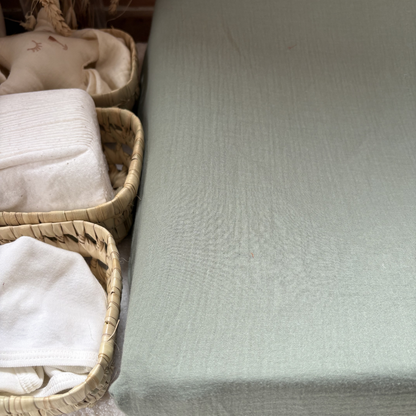 Housse matelas à langer double gaze BIO vert kaki