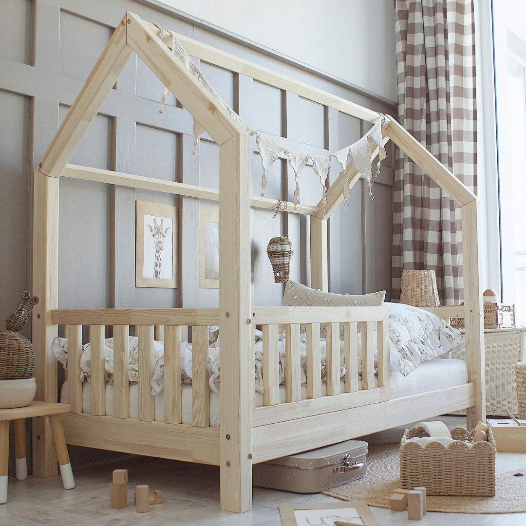 Lit cabane avec barrière Bruna 90x200cm