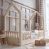 Lit cabane Montessori avec barrière Andrea 80x160cm Entrée au milieu