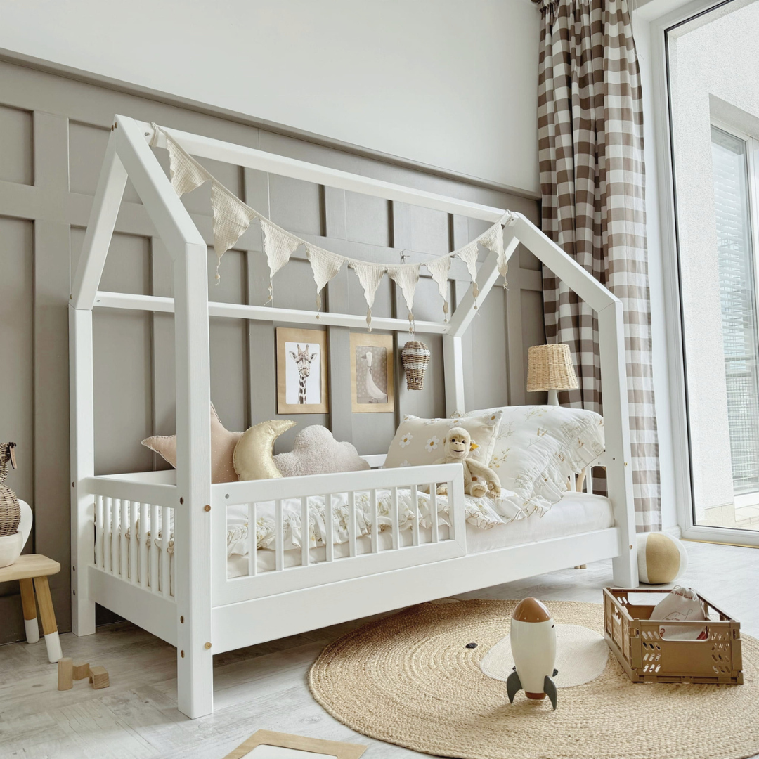 Lit cabane avec barrière Pia 90x200cm