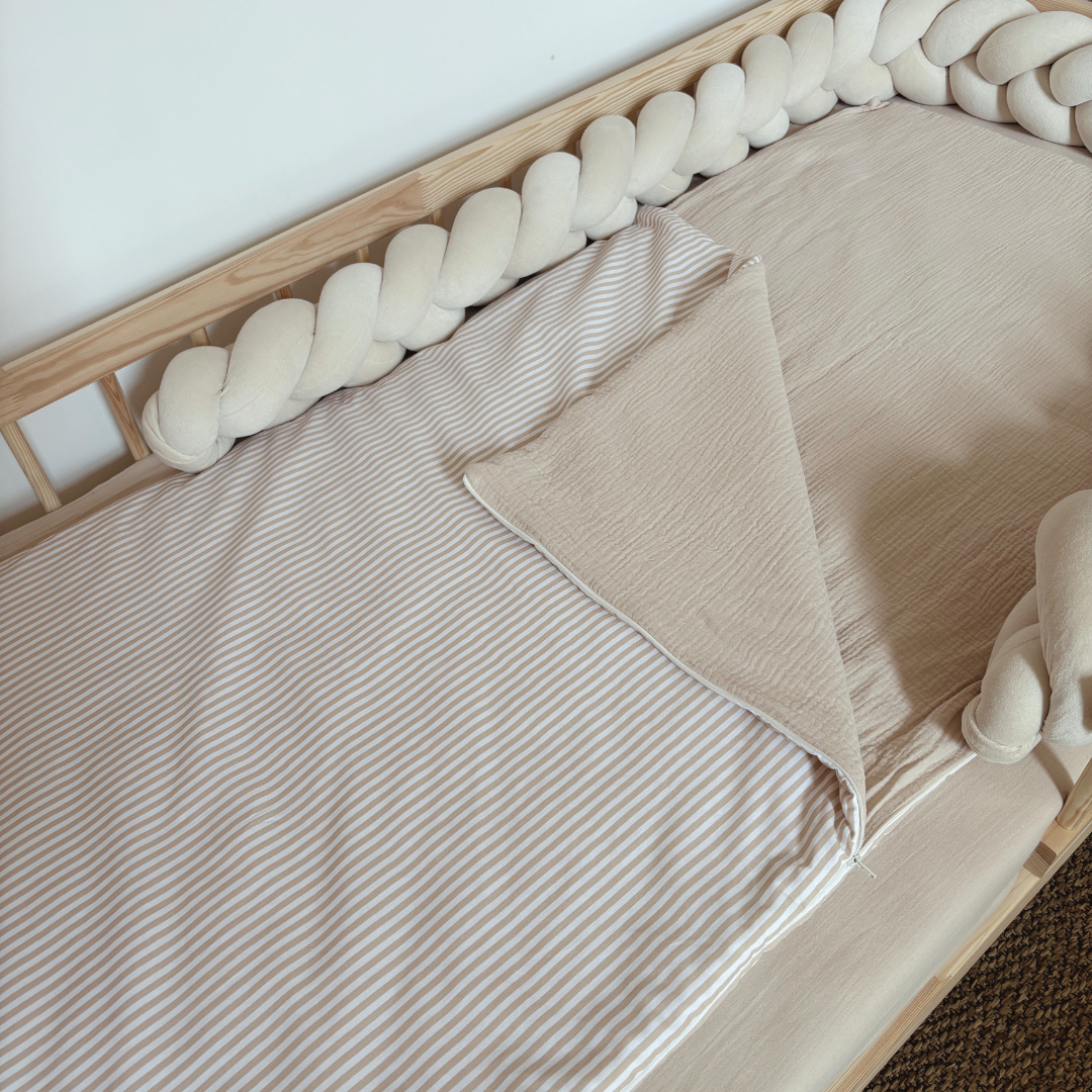 Sac de couchage enfant rayures beige