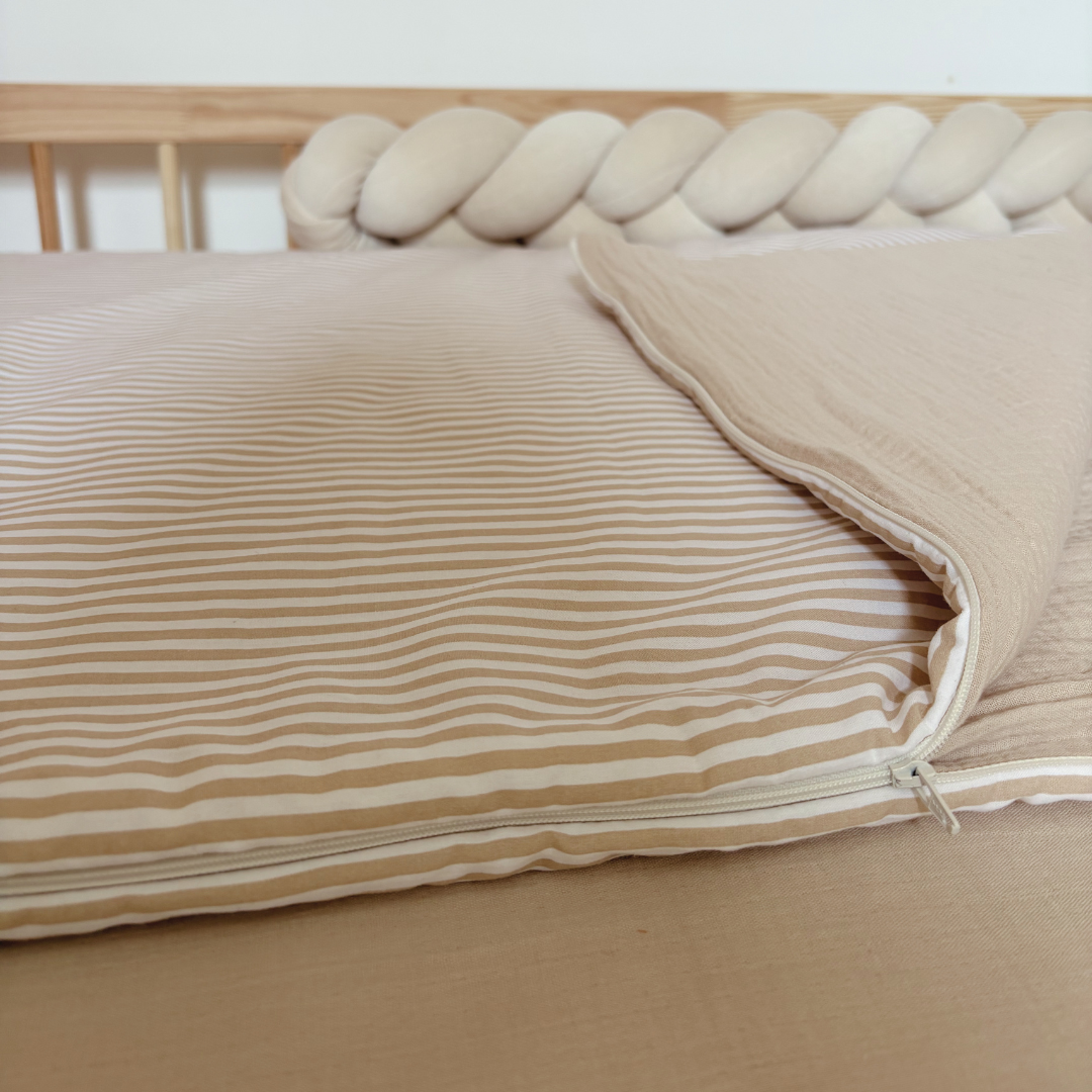 Sac de couchage enfant rayures beige