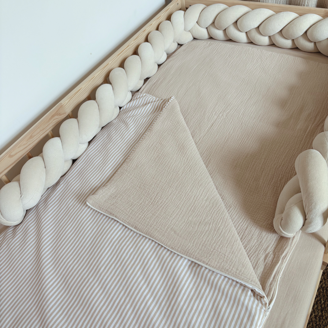 Sac de couchage enfant rayures beige