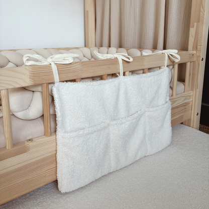 Pochette de rangement lit - Tissu bouclette écru