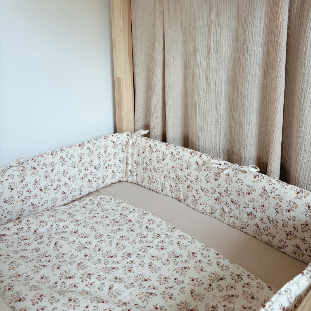 Tour de lit cabane double gaze fleuri Nina