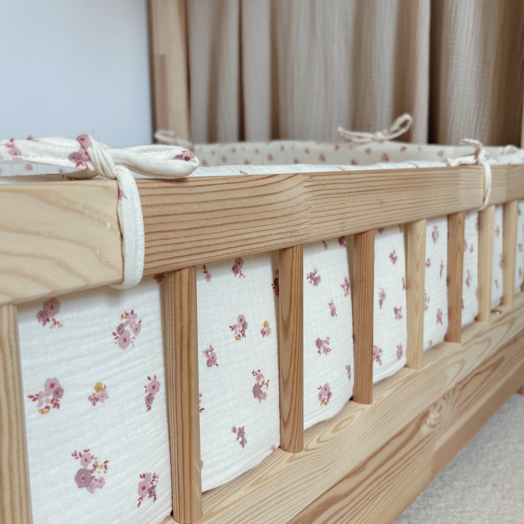 Tour de lit cabane double gaze fleuri Hava