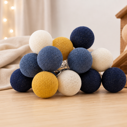 Guirlande lumineuse LED - Bleu &amp; Jaune moutarde