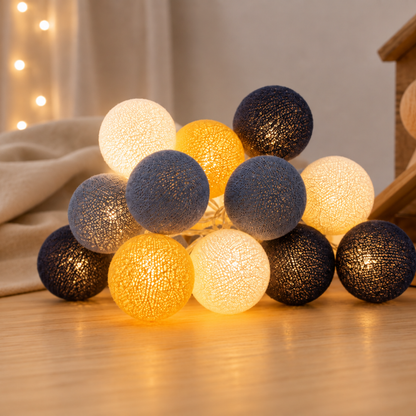 Guirlande lumineuse LED - Bleu &amp; Jaune moutarde