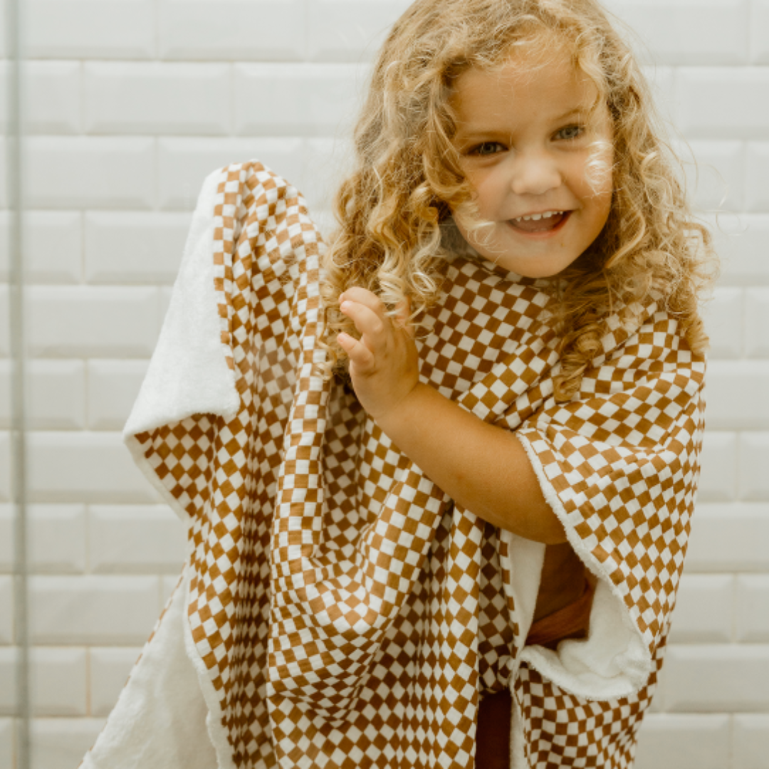 Poncho de bain enfant Damier