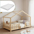 Grand lit cabane Montessori avec barrière + matelas - 140x200cm - Bois naturel
