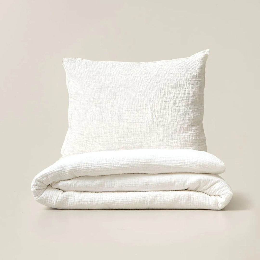 Housse de couette mousseline Blanc