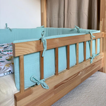 Tour de lit cabane double gaze vert menthe