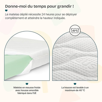 Lit cabane avec barrière + matelas 70x140cm - Bois naturel
