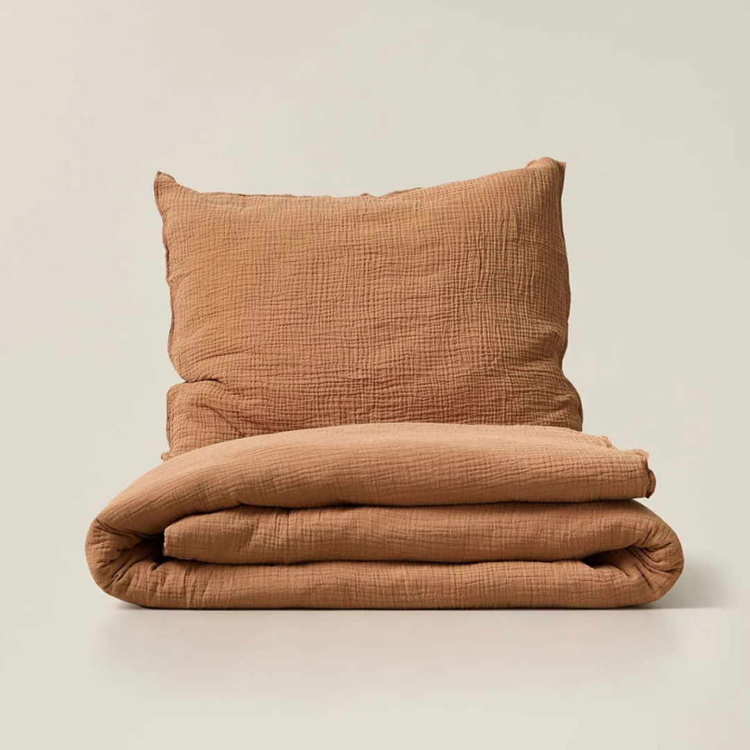 Housse de couette mousseline Camel