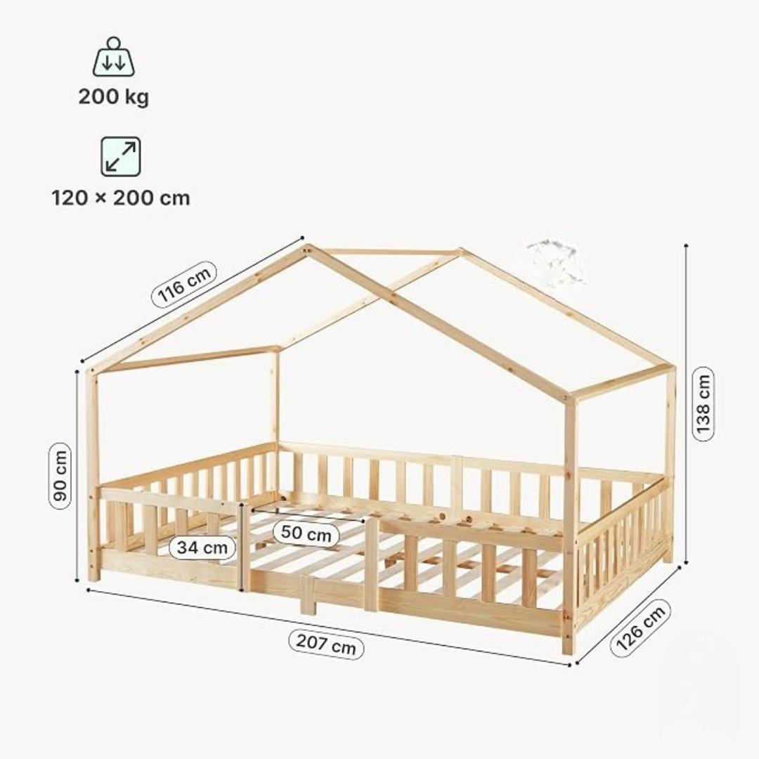 Groot tweepersoons kajuitbed met slagboom - 140x200cm - Wit