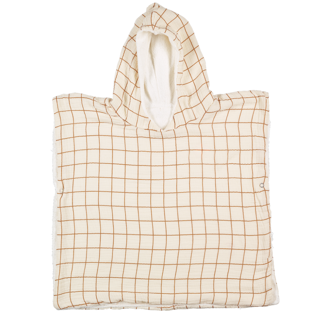 Poncho de bain enfant Marcel camel/écru