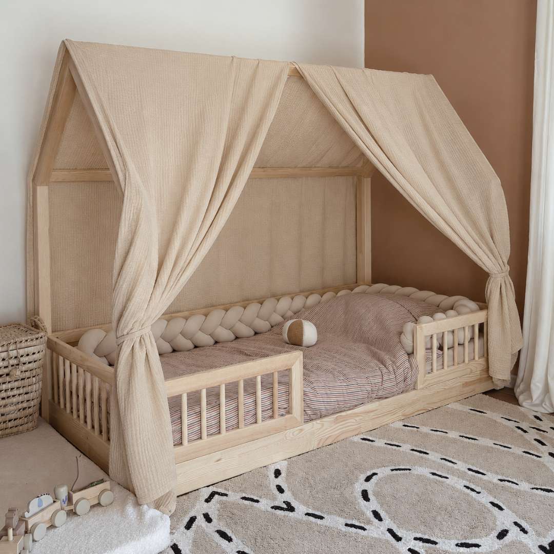 Ciel de lit cabane (pack de 2) Beige en stock