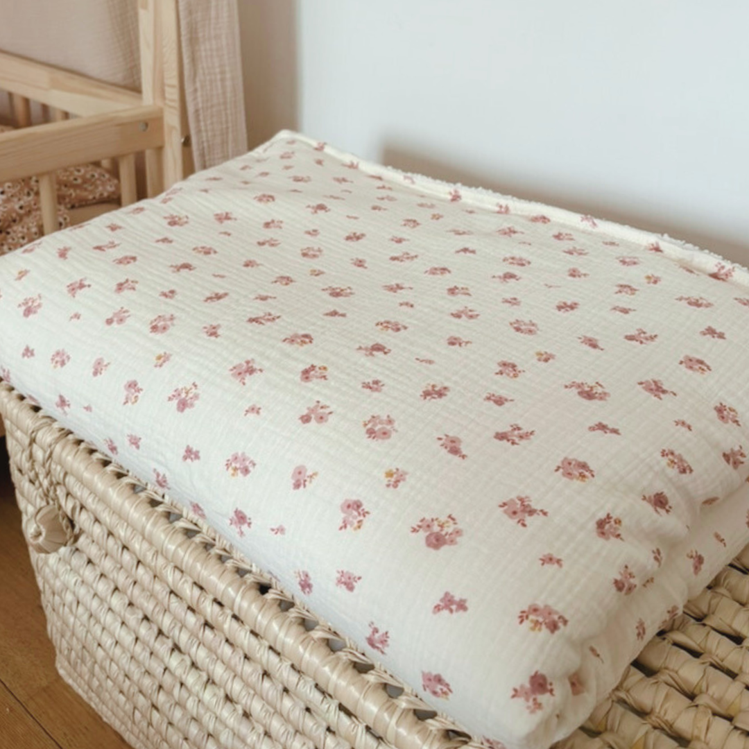 Kinderdubbelgaas geruite deken Beige