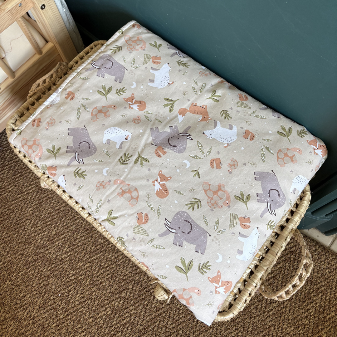 Couverture enfant animaux beige
