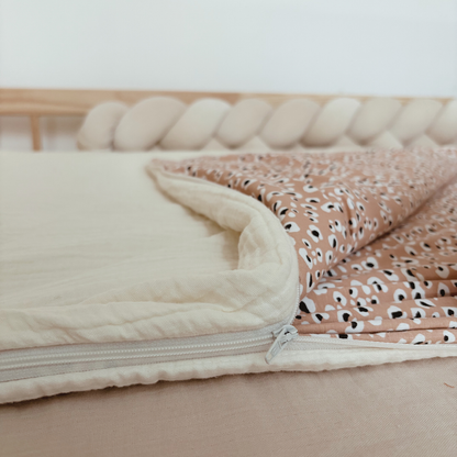 Sac de couchage enfant leopard rose Ecru