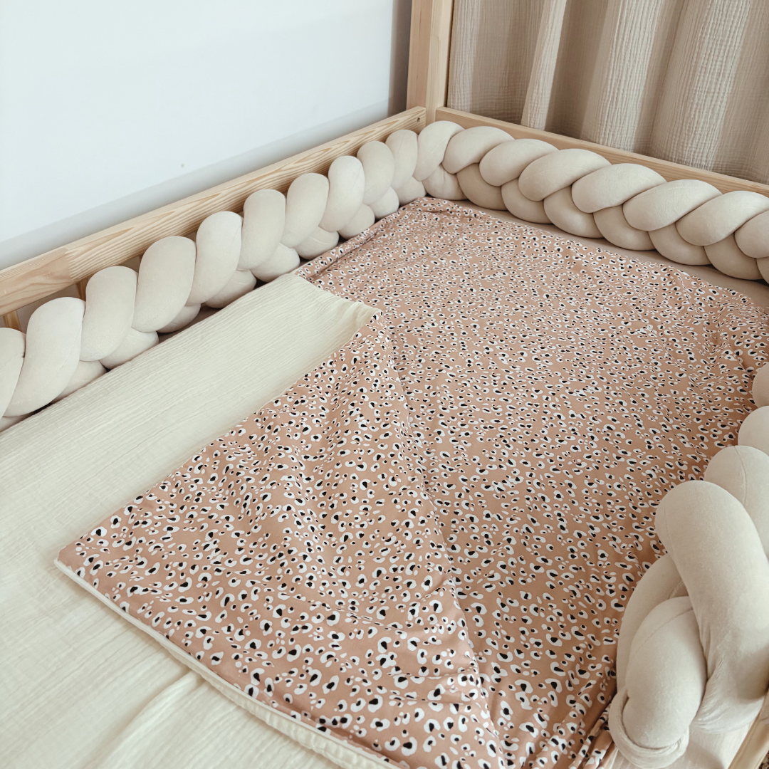 Sac de couchage enfant leopard rose Ecru