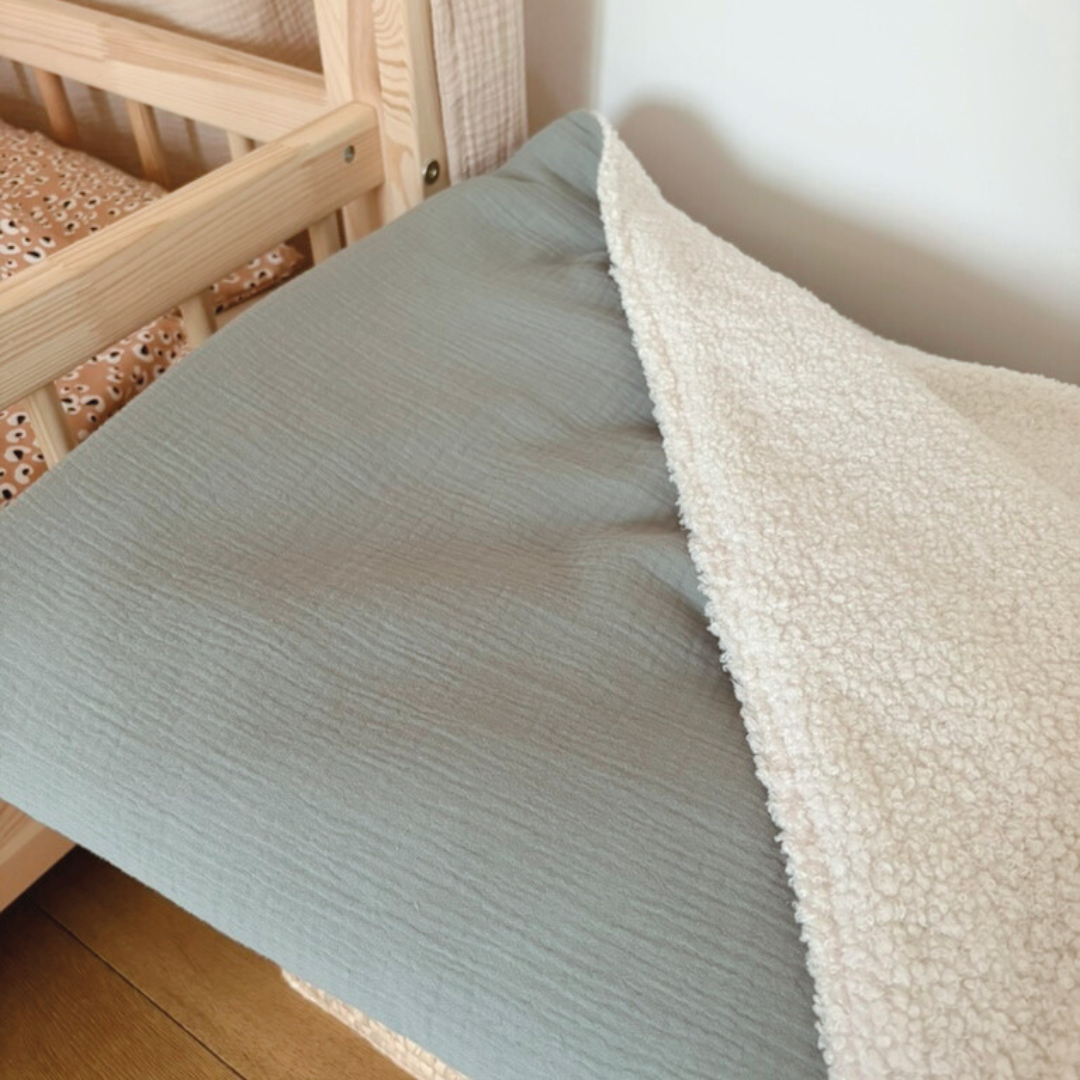 Couverture bébé double gaze vert de gris