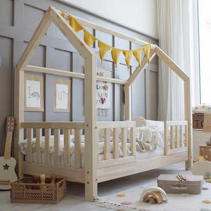 Lit cabane Montessori avec barrière Andrea 90x190cm