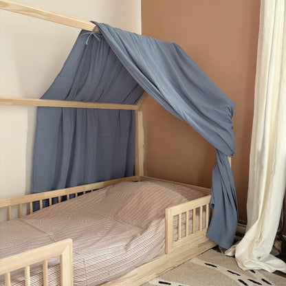 Ciel de lit cabane Bleu jean