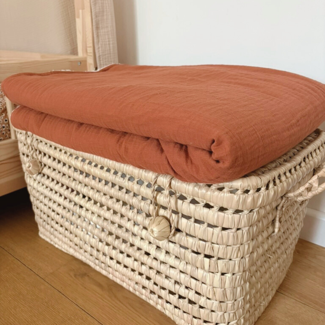 Couverture enfant gaze de coton Terracotta