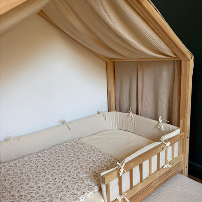 Tour de lit cabane Broderie anglaise Ecru