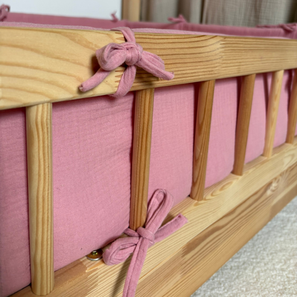 Tour de lit cabane double gaze rose