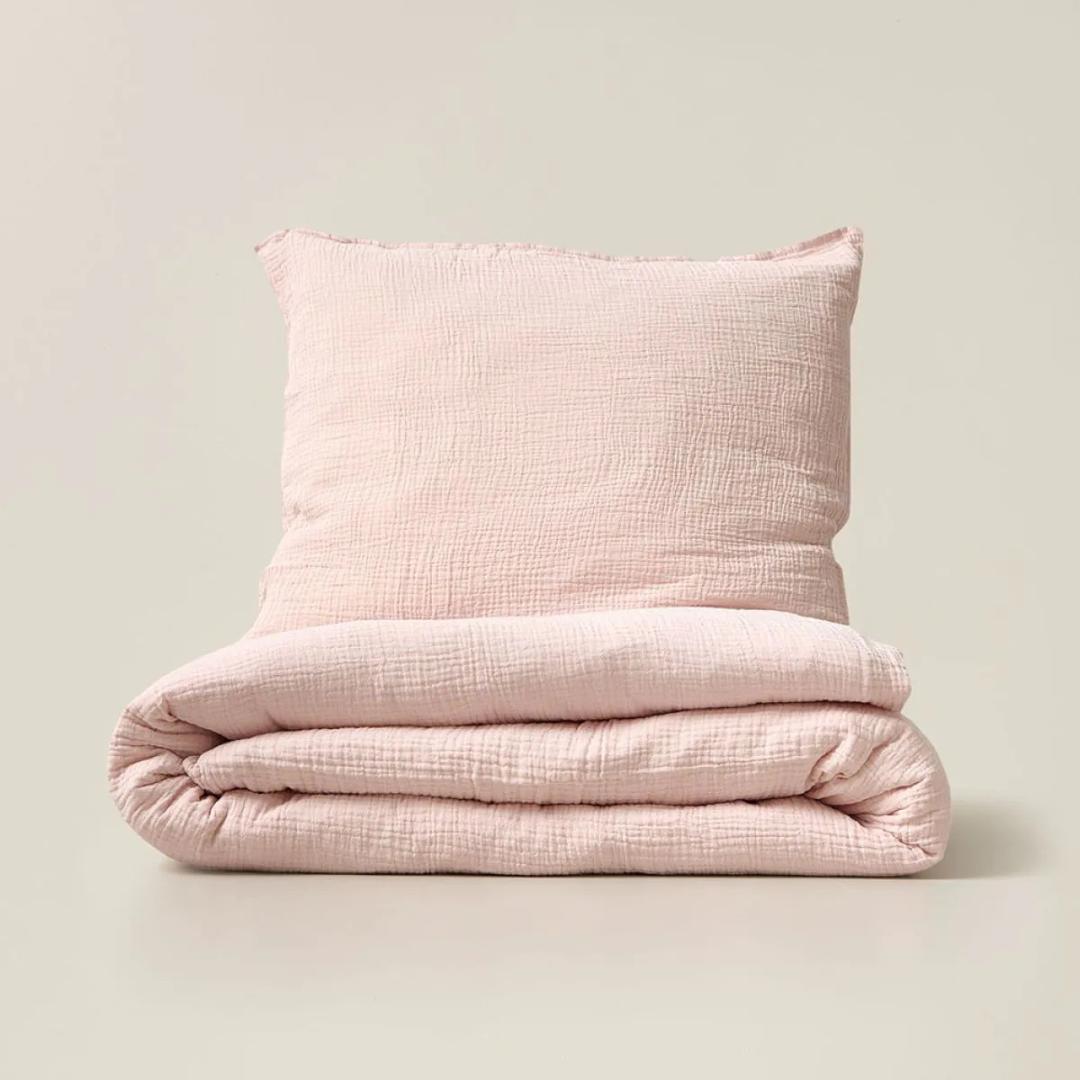Housse de couette mousseline Rose pétale