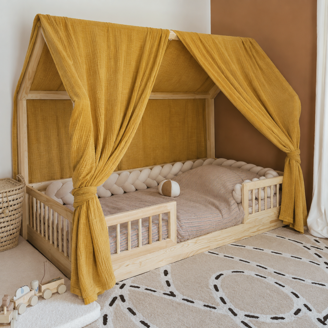 Set van 2 mosterdgele luifels voor cabinebedden