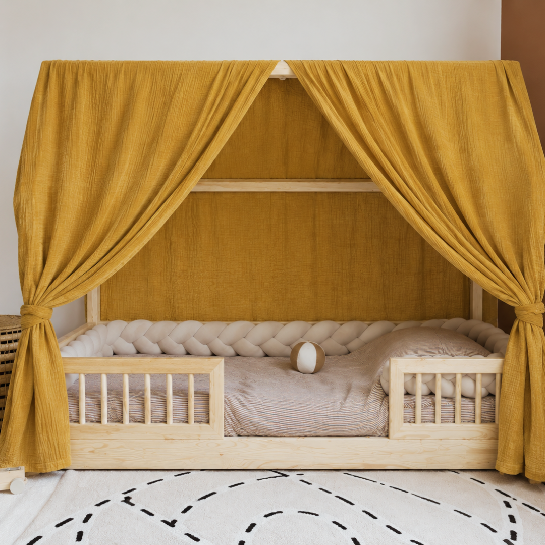 Set van 2 mosterdgele luifels voor cabinebedden