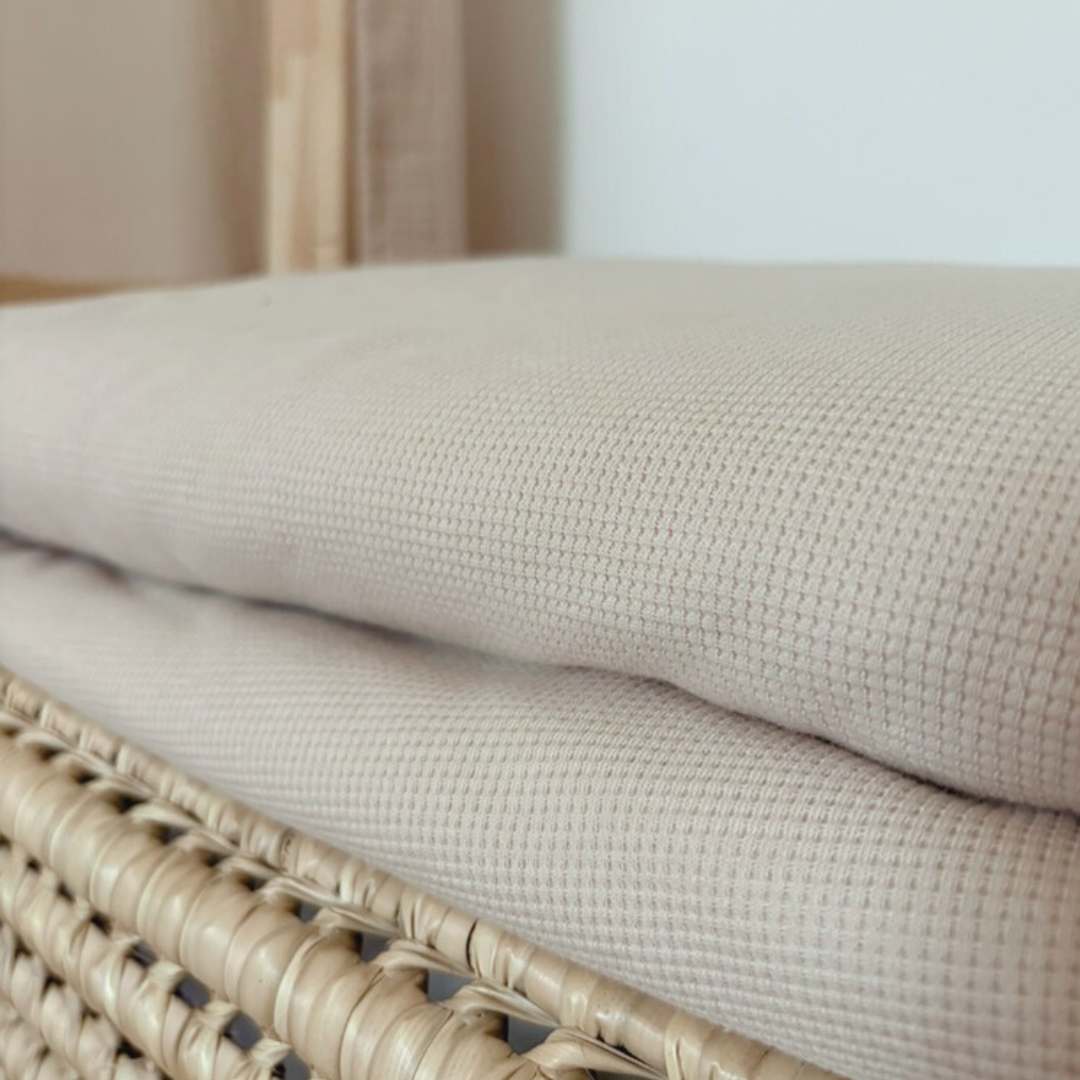 Kinderdubbelgaas geruite deken Beige