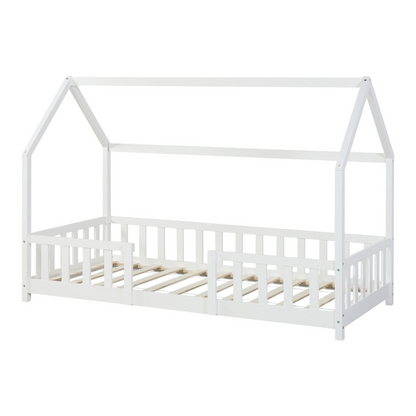 Hutbed met slagboom + matras - 90x200cm - Wit