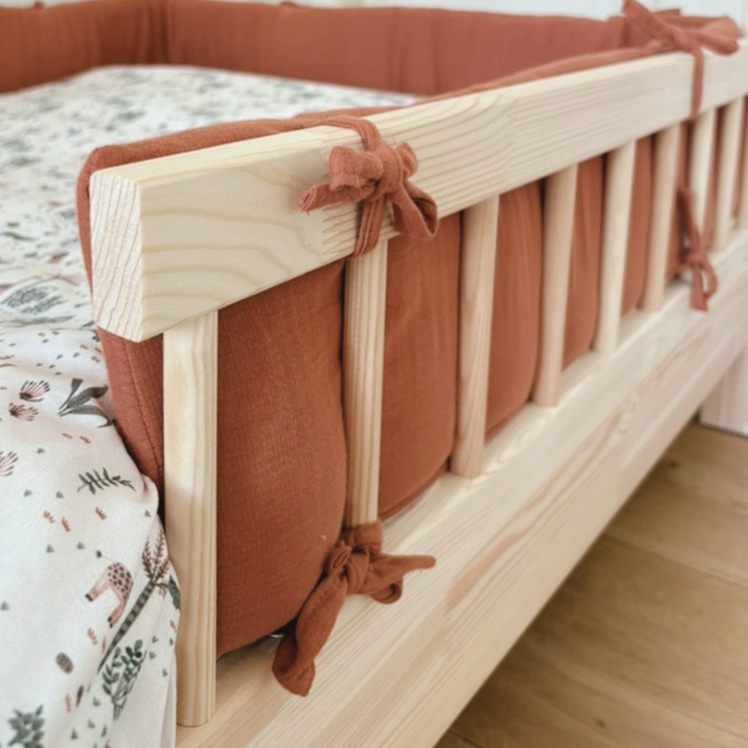 Tour de lit cabane double gaze terracotta